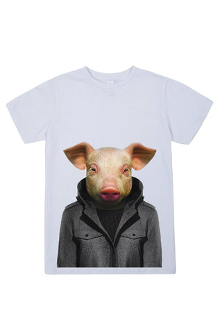 kids pig t shirt white