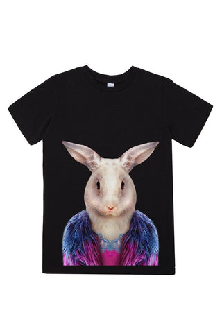 kids rabbit t shirt black