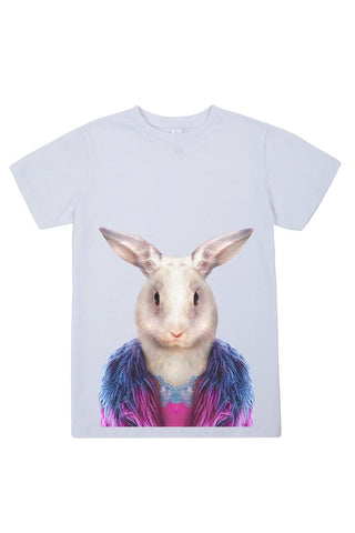 kids rabbit t shirt white