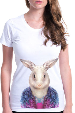 women's rabbit t-shirt white