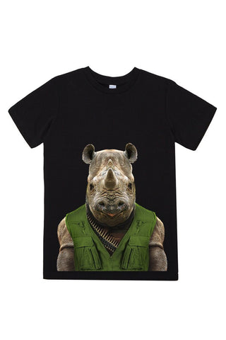 kids rhino t shirt black