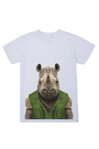kids rhino t shirt white