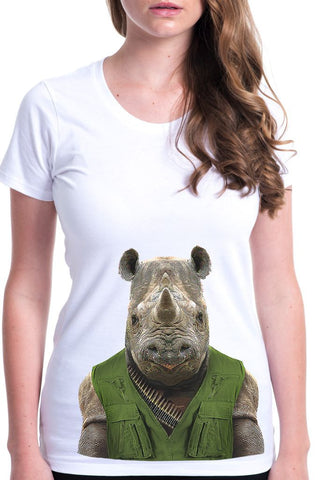women's rhino t-shirt white