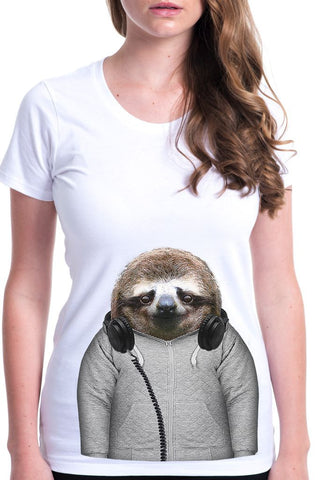 women's sloth t-shirt white