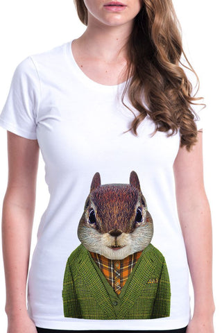 women's squirrel t-shirt white