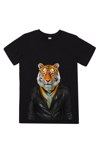 kids tiger t shirt black