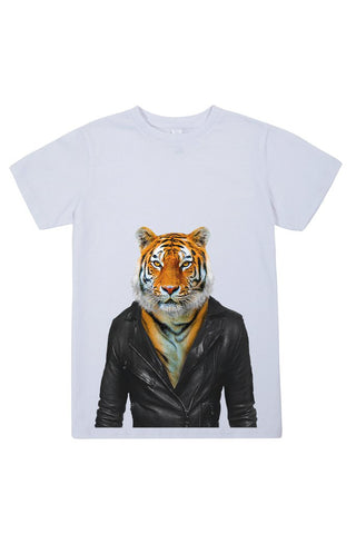 kids tiger t shirt white