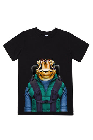 kids turtle t shirt black