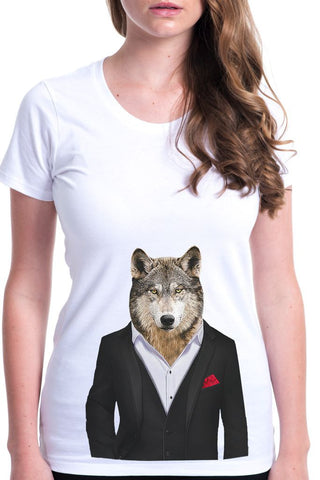women's wolf t-shirt white