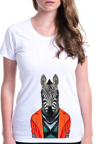 women's zebra t-shirt white
