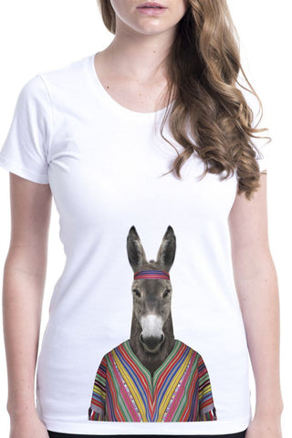 women's donkey t-shirt white