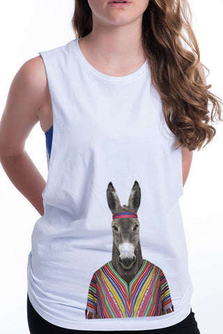 women's donkey boyfriend tank white