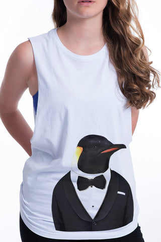 women's emperor penguin boyfriend tank white