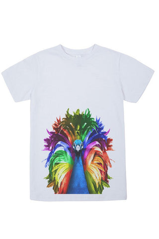 Kids Pride Peacock T-Shirt - Kid's Tee, White