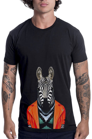 Men's Zebra T-Shirt - Classic Tee, Black