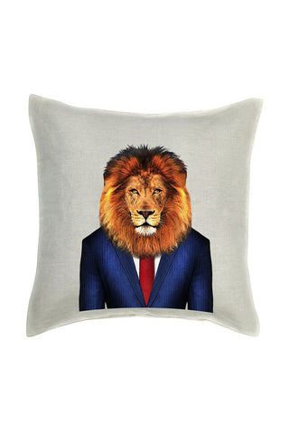 Lion Cushion Cover - Linen