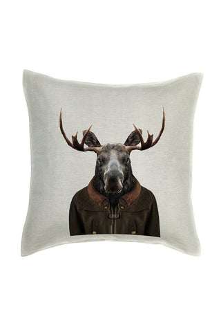 Moose Cushion Cover - Linen