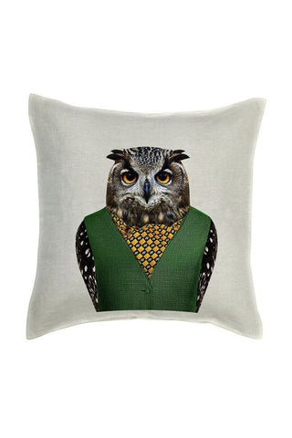 Owl Cushion Cover - Linen