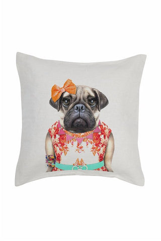 Miss Pug Cushion Cover - Linen