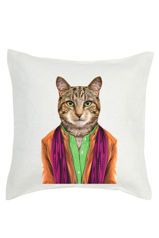 Cat Cushion Cover - Linen